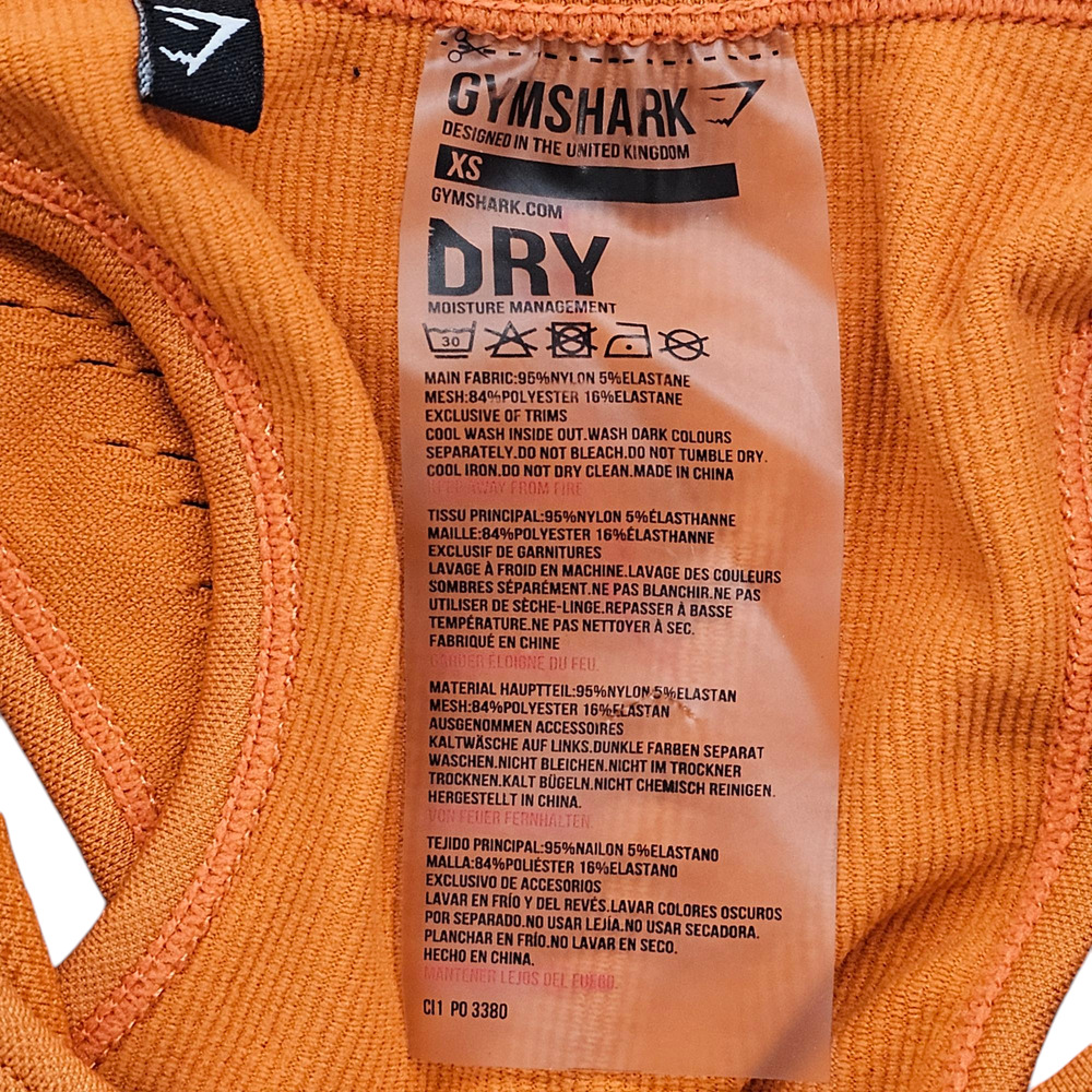 Gymshark Sports Bra Womens XS Orange Flawless Knit Eyelet Ruched Racerback - Picture 5 of 9
